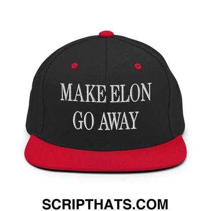 Make Elon Go Away Embroidered Flat Bill Brim Snapback Hat Black Red
