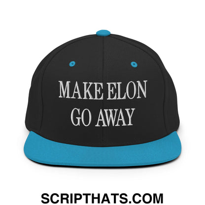 Make Elon Go Away Embroidered Flat Bill Brim Snapback Hat Black Teal