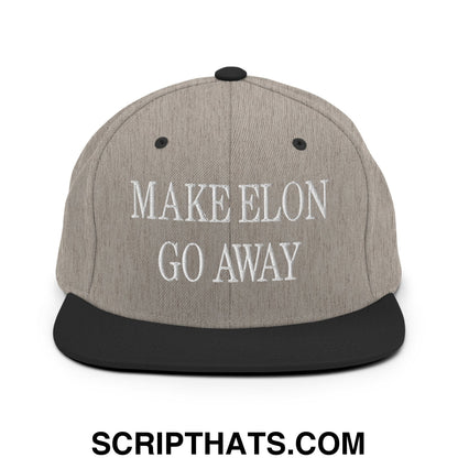 Make Elon Go Away Embroidered Flat Bill Brim Snapback Hat Heather Black