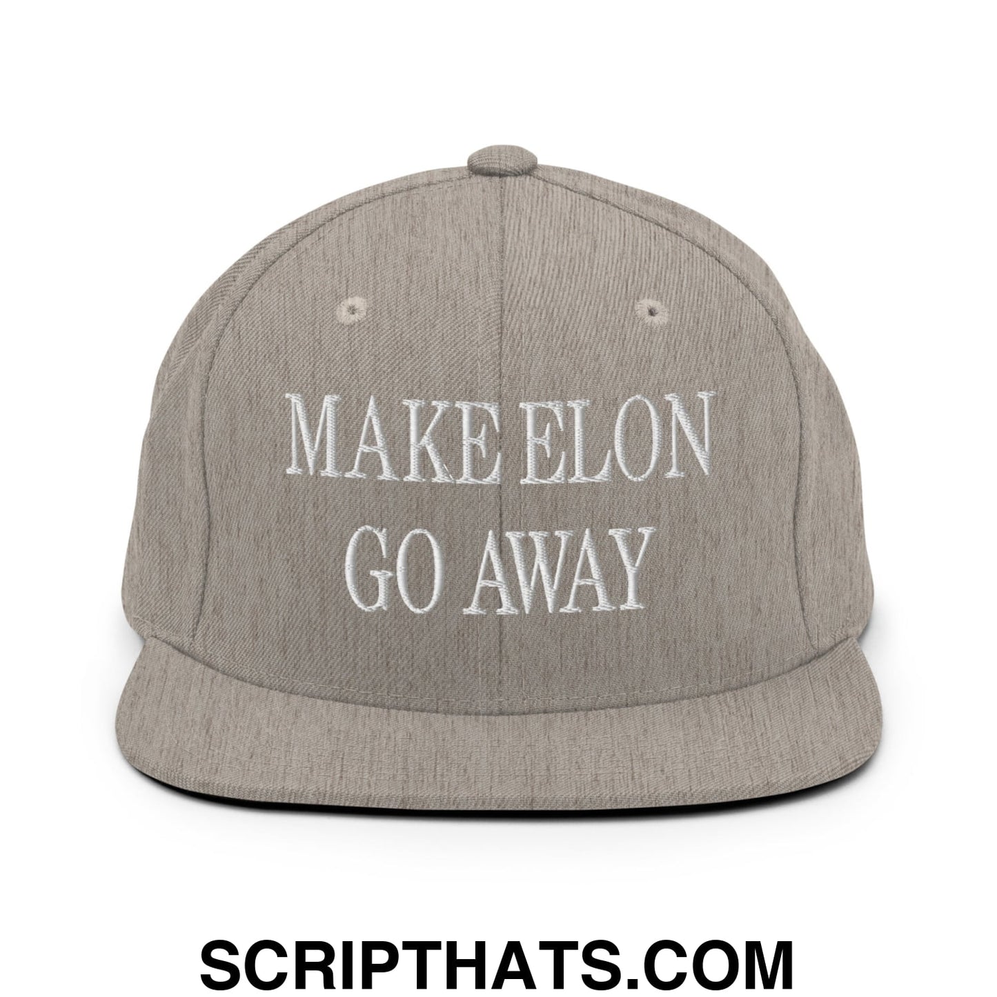 Make Elon Go Away Embroidered Flat Bill Brim Snapback Hat Heather Grey