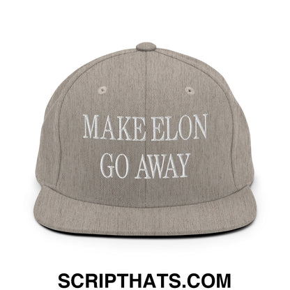 Make Elon Go Away Embroidered Flat Bill Brim Snapback Hat Heather Grey