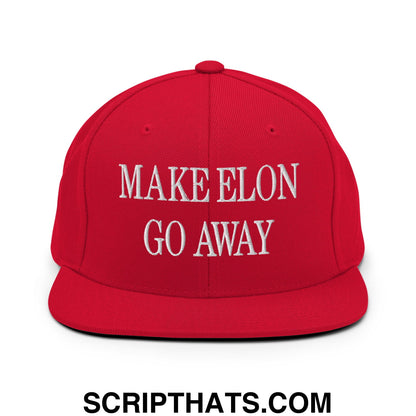 Make Elon Go Away Embroidered Flat Bill Brim Snapback Hat Red
