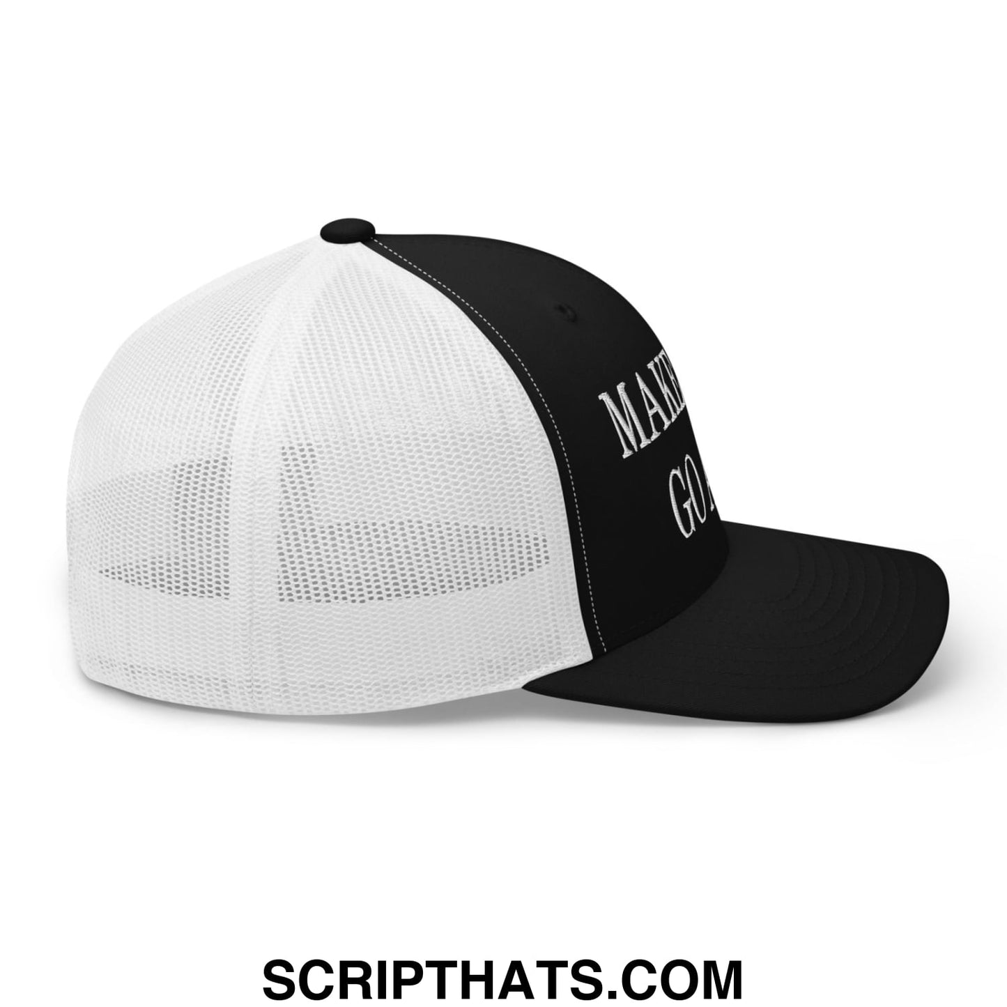 Make Elon Go Away Embroidered Mesh Trucker Hat Black White