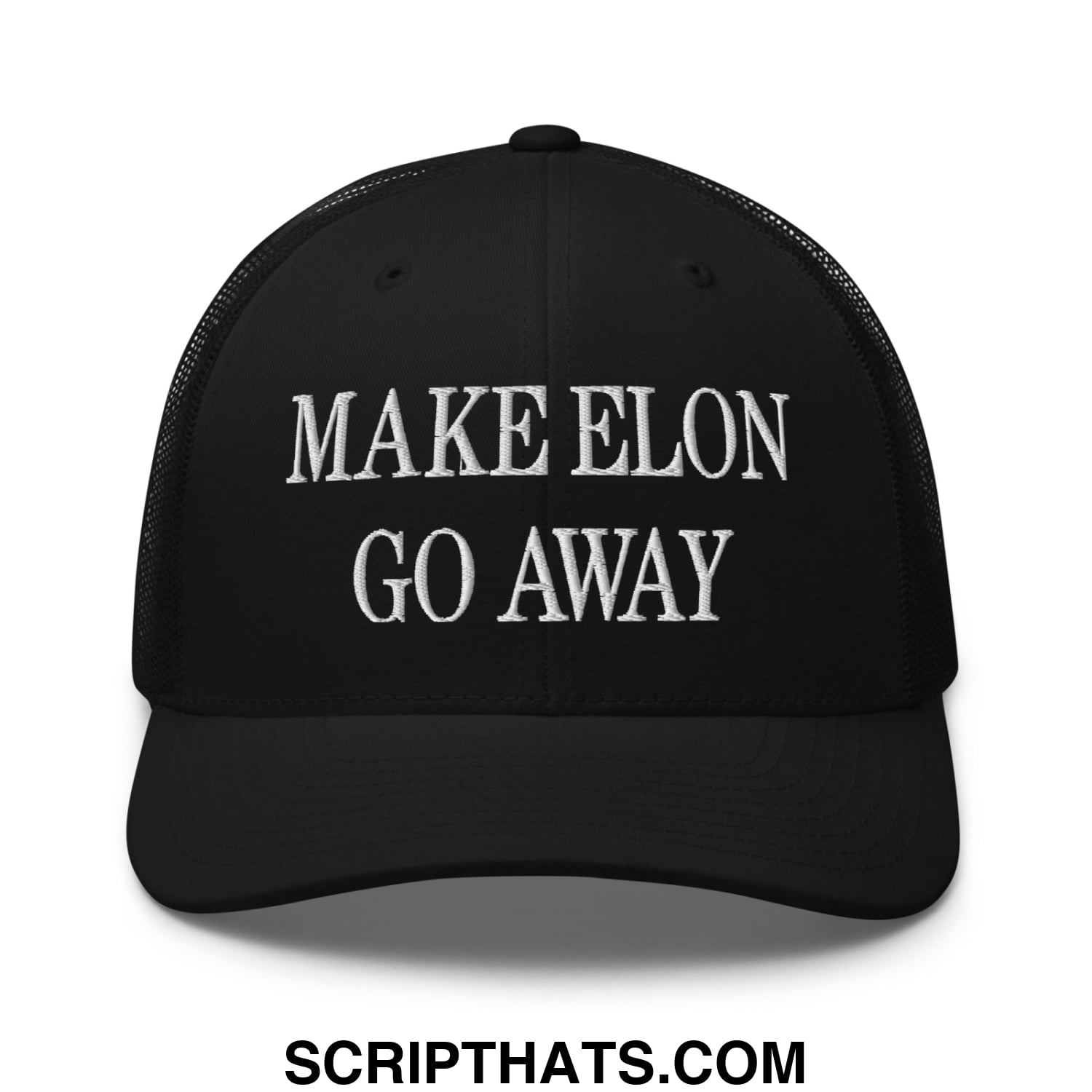 Make Elon Go Away Embroidered Mesh Trucker Hat Black