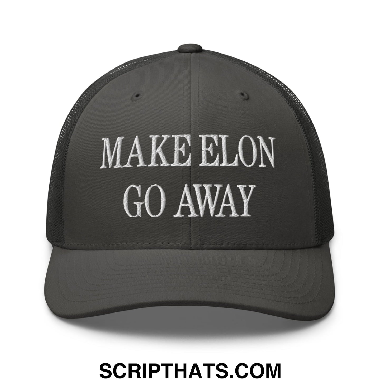 Make Elon Go Away Embroidered Mesh Trucker Hat Charcoal