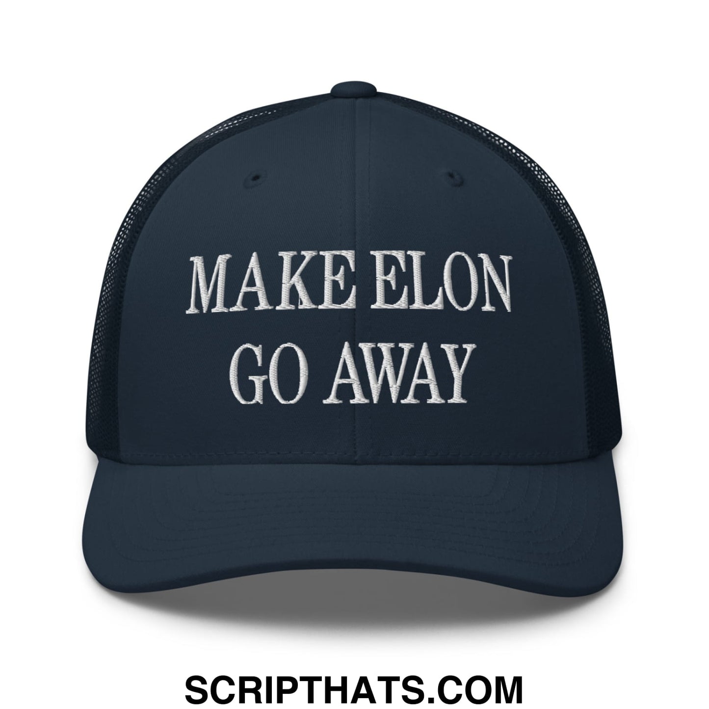 Make Elon Go Away Embroidered Mesh Trucker Hat Navy