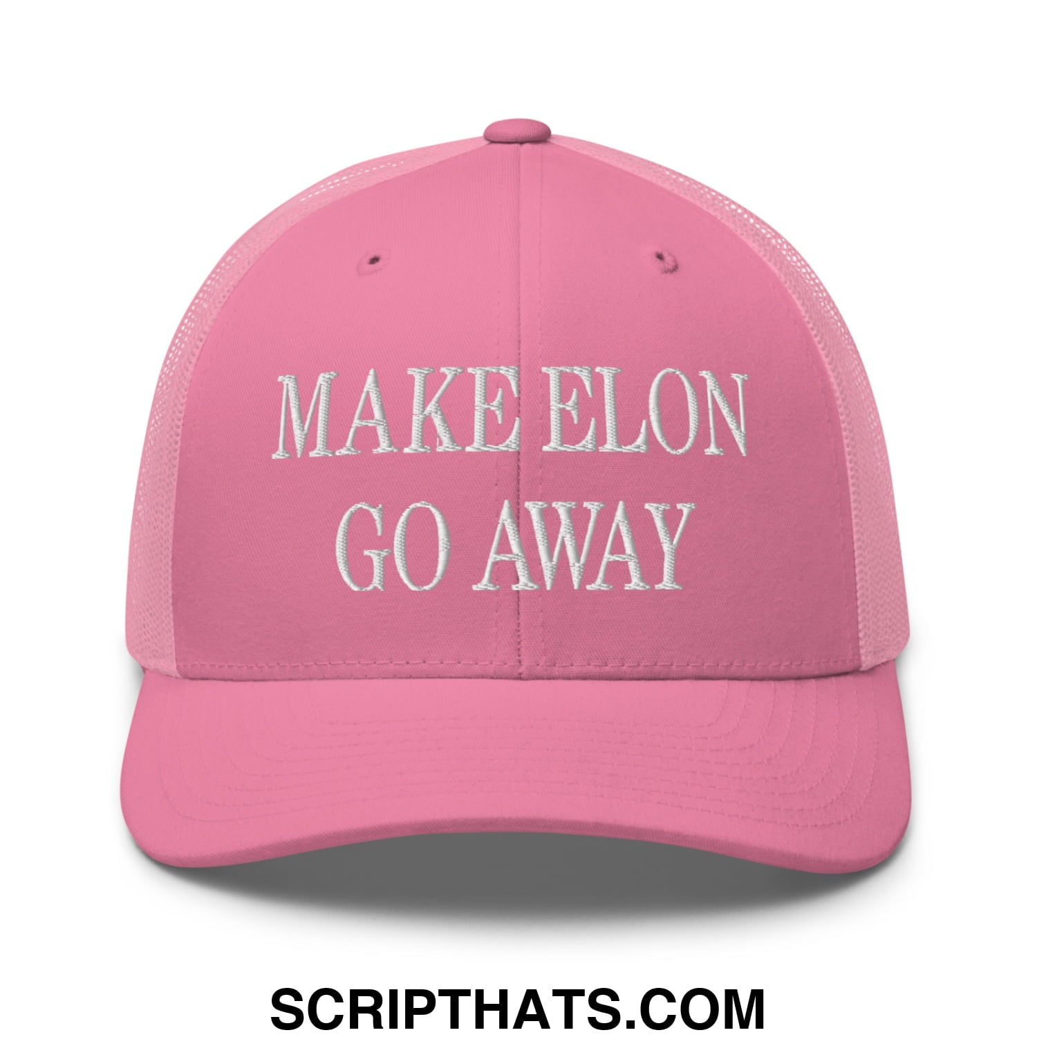 Make Elon Go Away Embroidered Mesh Trucker Hat Pink
