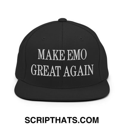 Make Emo Great Again Embroidered Flat Bill Brim Snapback Hat Black