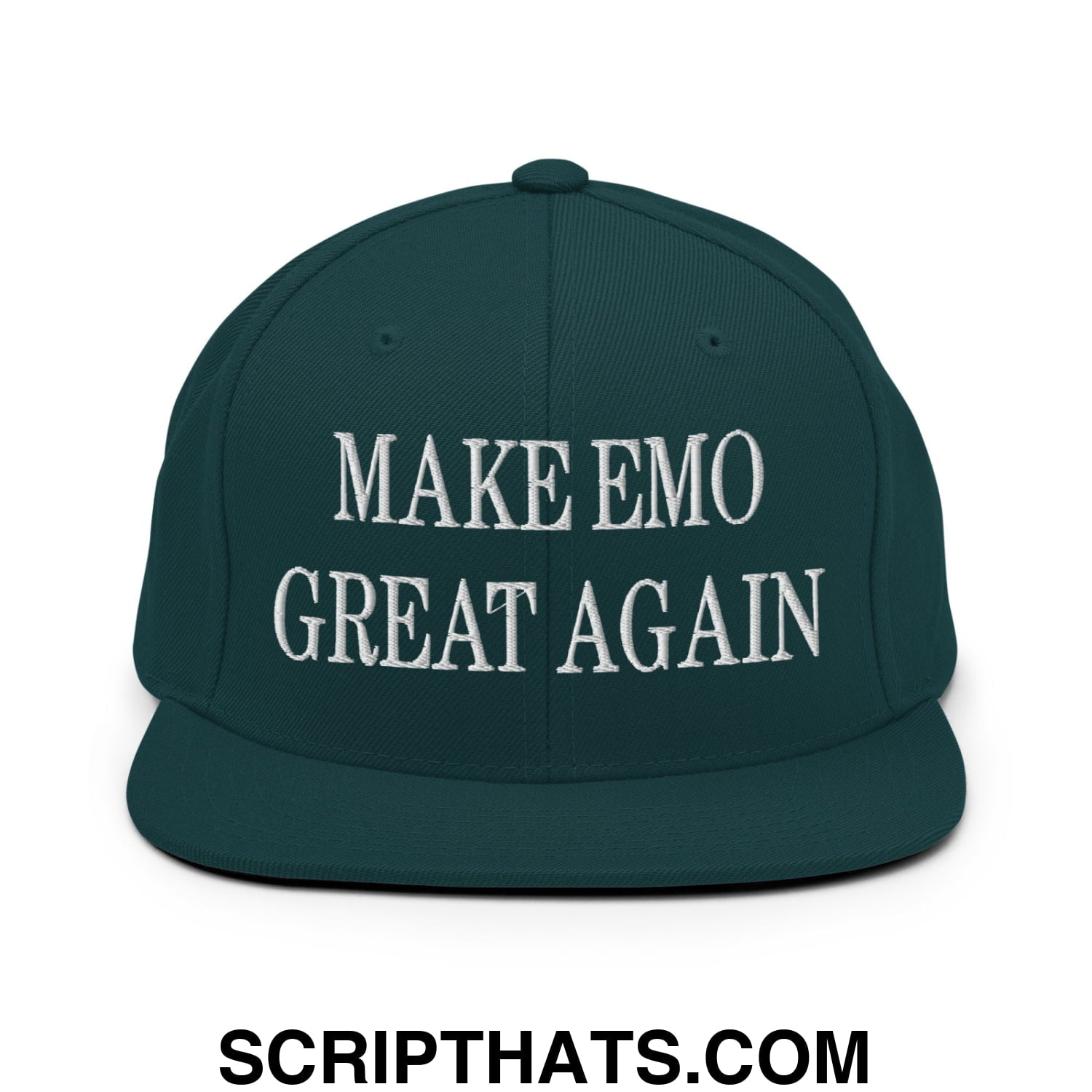Make Emo Great Again Embroidered Flat Bill Brim Snapback Hat Spruce