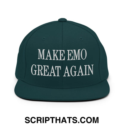 Make Emo Great Again Embroidered Flat Bill Brim Snapback Hat Spruce