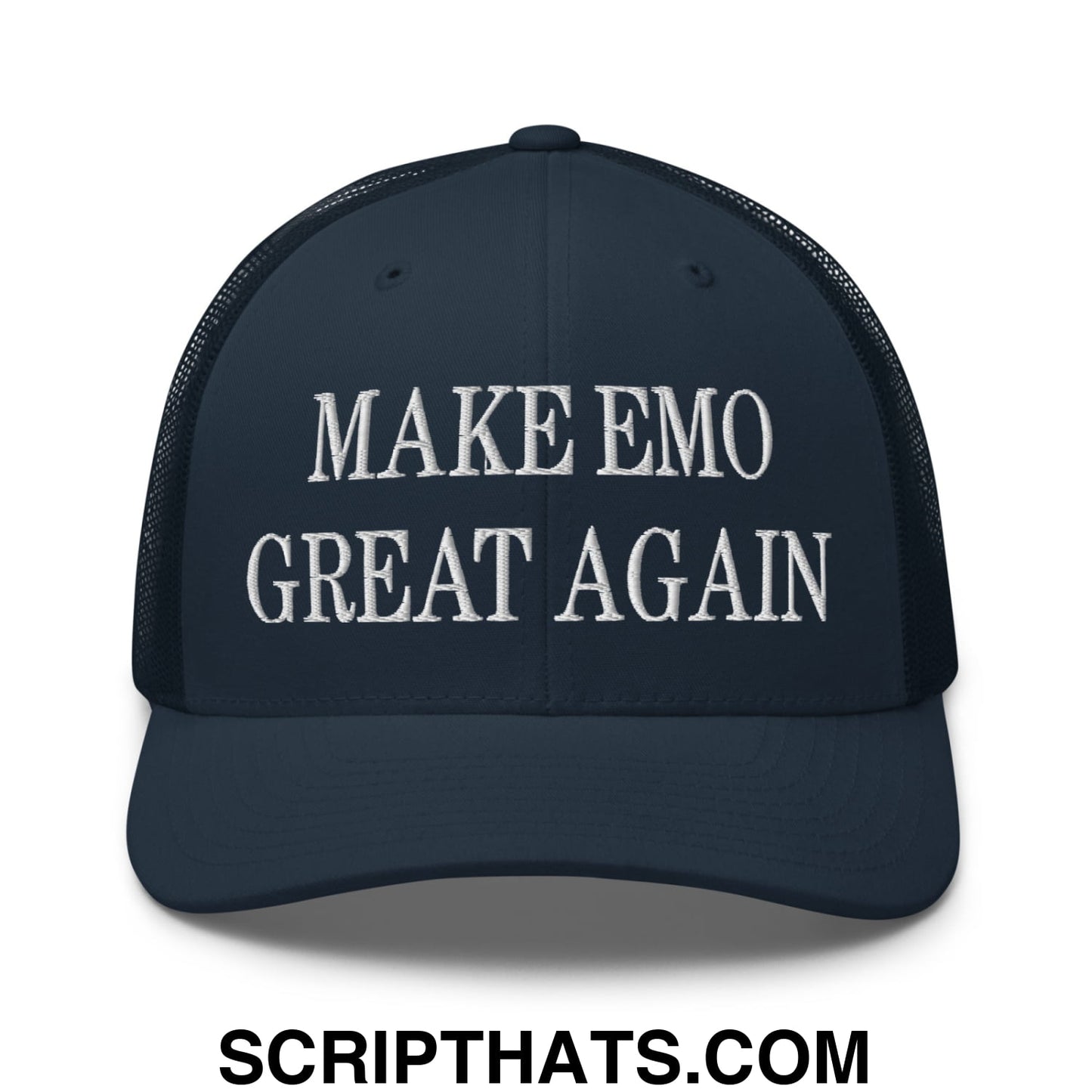 Make Emo Great Again Embroidered Mesh Trucker Hat Navy