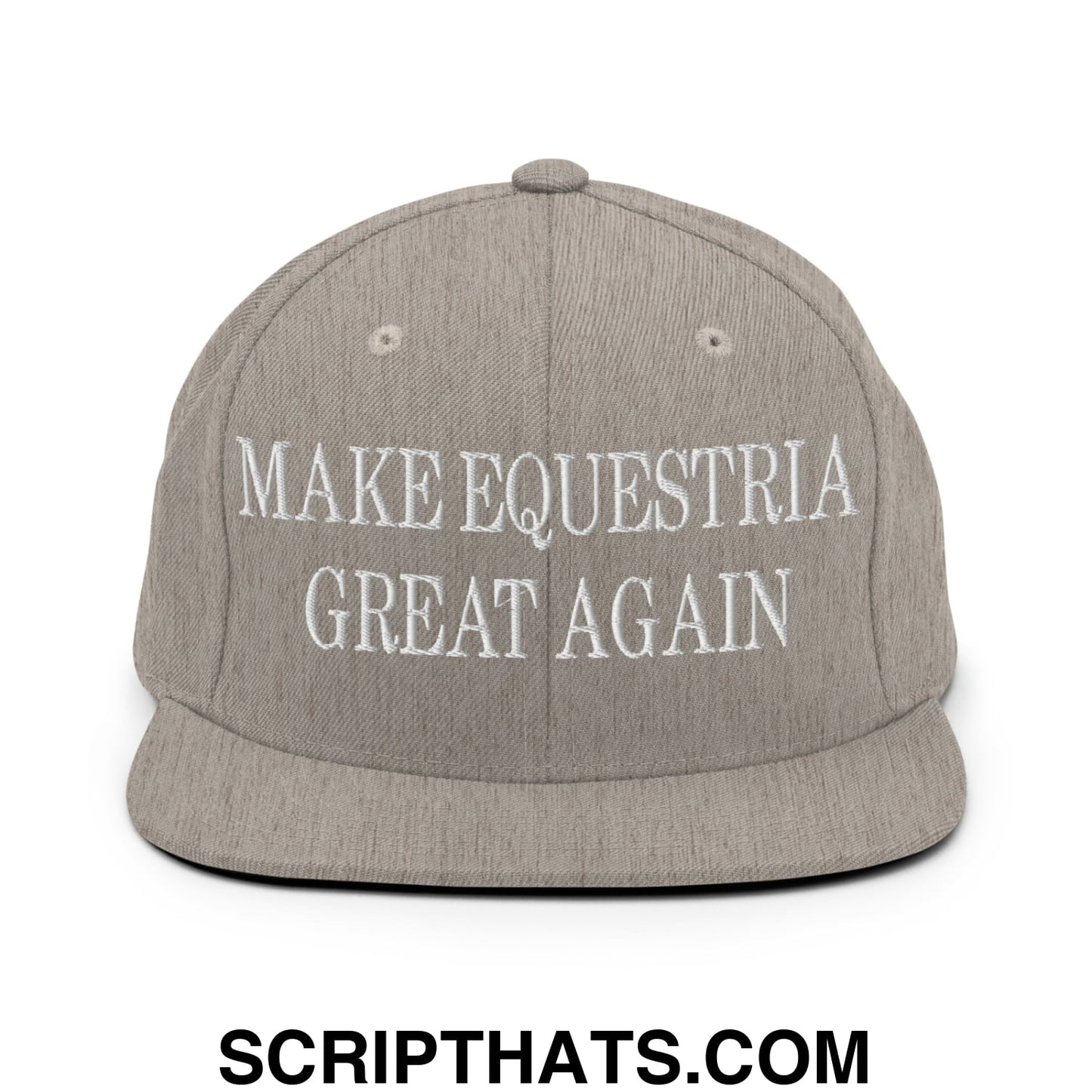 Make Equestria Great Again Embroidered Flat Brim Bill Snapback Hat Heather Grey