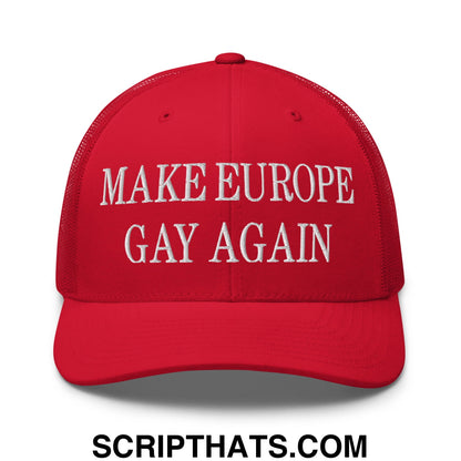 Make Europe Gay Again Embroidered Mesh Trucker Hat Red