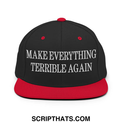 Make Everything Terrible Again Embroidered Flat Bill Brim Snapback Hat Black Red