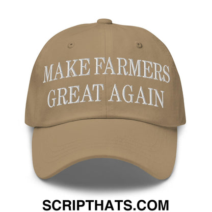 Make Farmers Great Again Embroidered Dad Hat Khaki