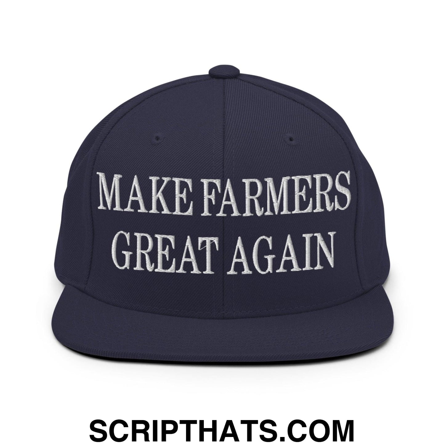 Make Farmers Great Again Embroidered Flat Bill Brim Snapback Hat Navy