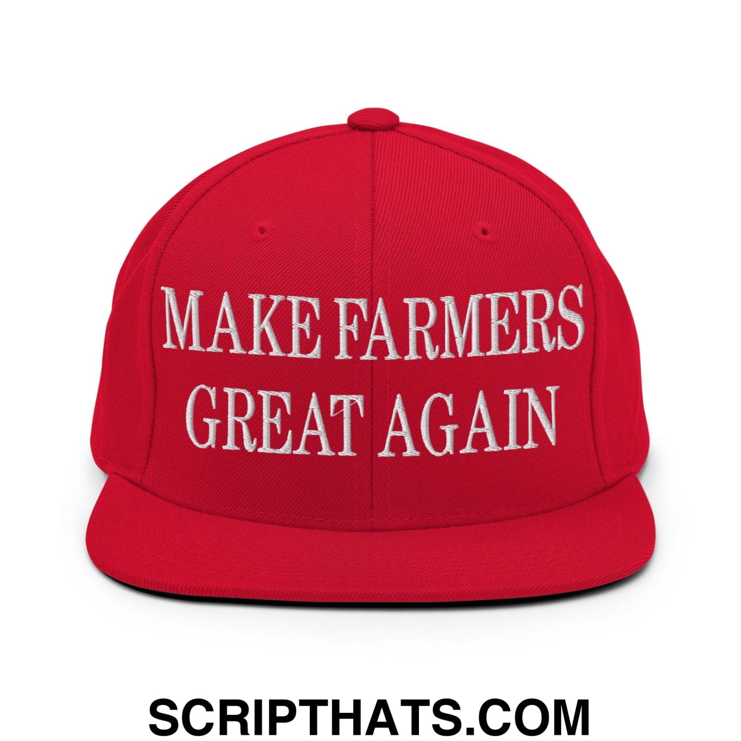 Make Farmers Great Again Embroidered Flat Bill Brim Snapback Hat Red