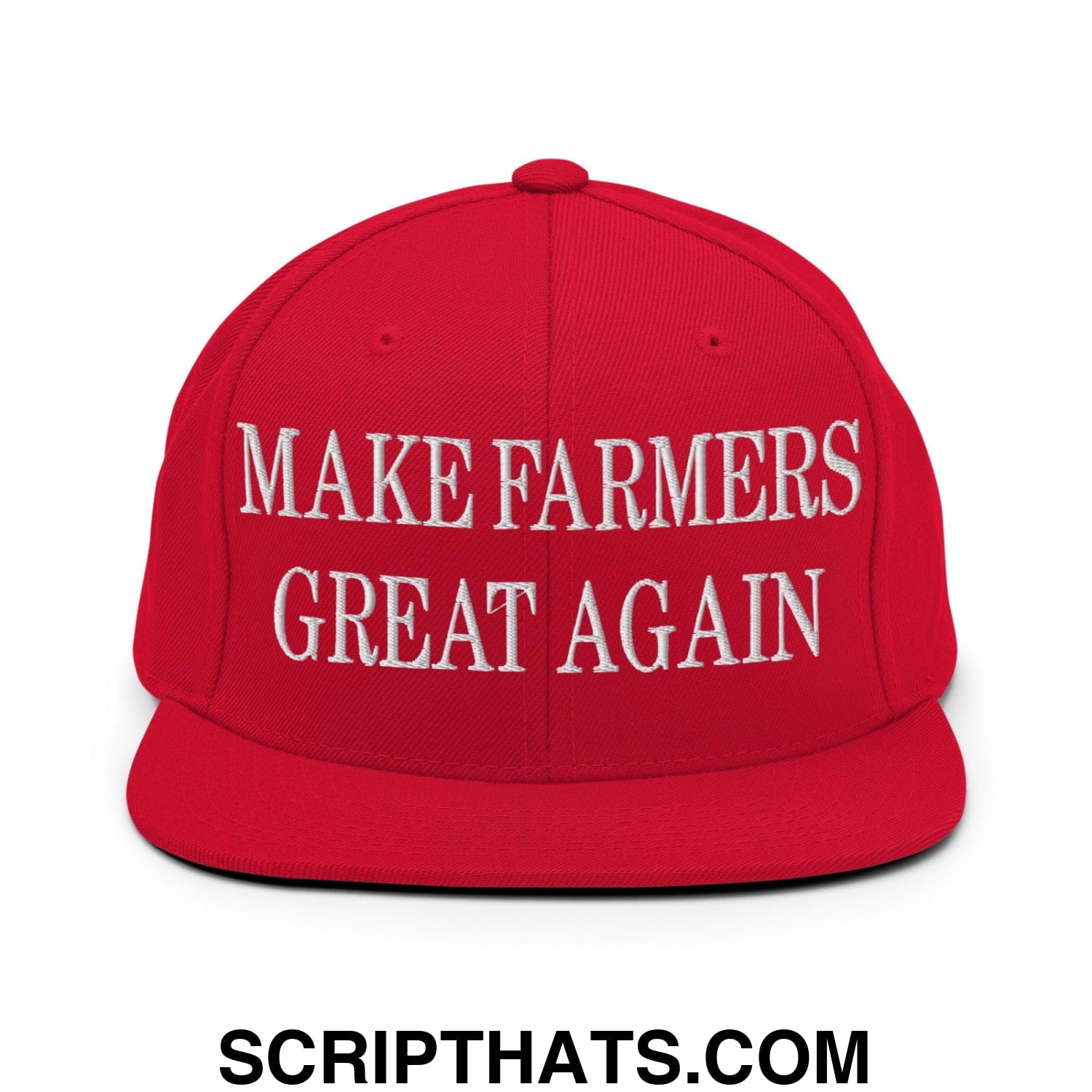 Make Farmers Great Again Embroidered Flat Bill Brim Snapback Hat Red