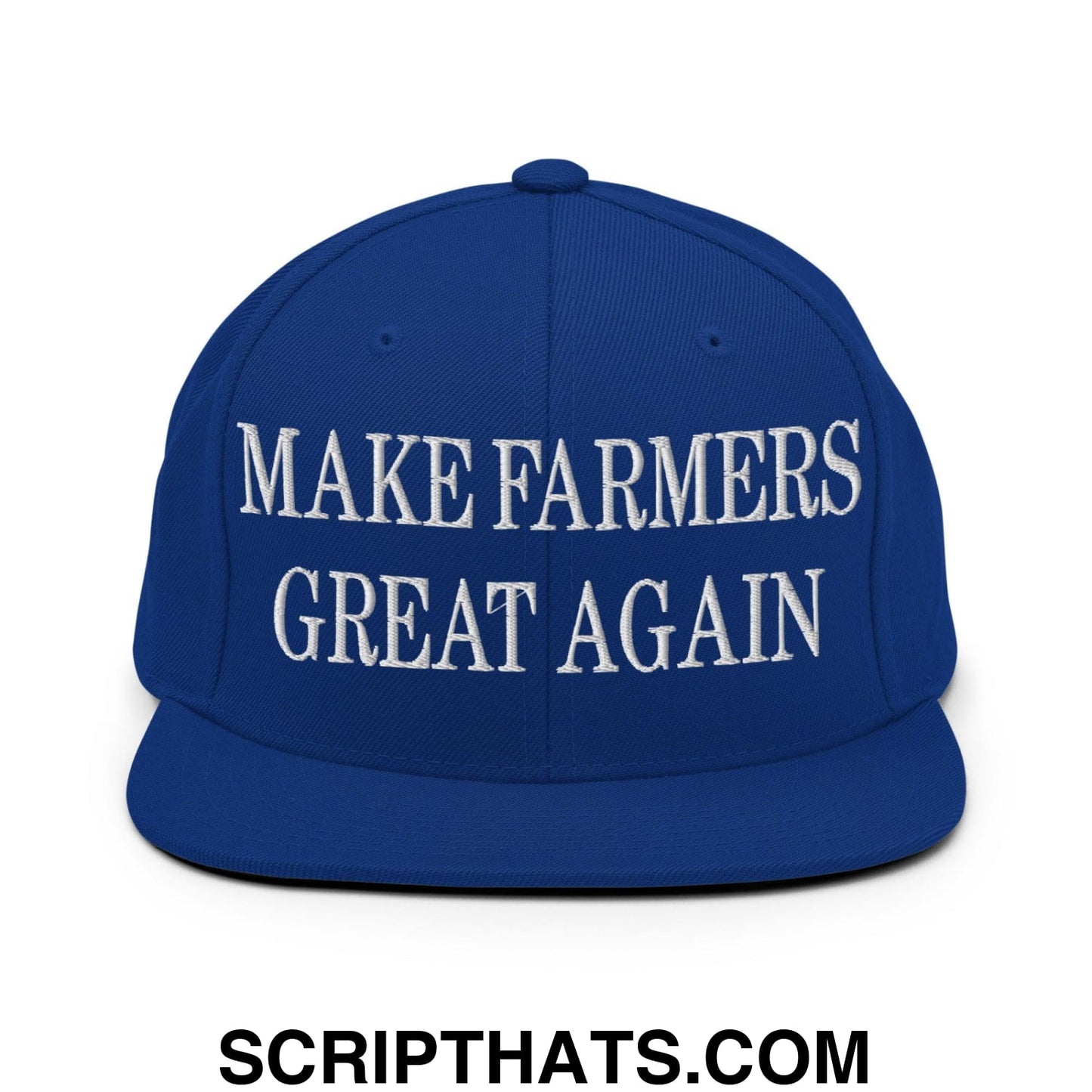 Make Farmers Great Again Embroidered Flat Bill Brim Snapback Hat Royal Blue