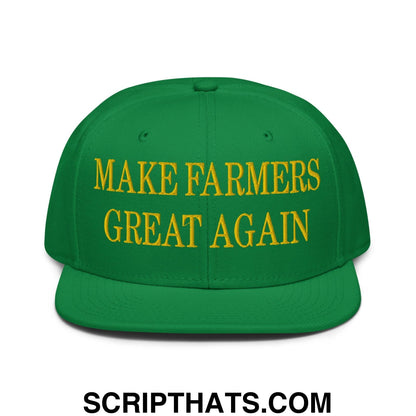 Make Farmers Great Again Green Yellow Embroidered Flat Bill Brim Snapback Hat Default Title