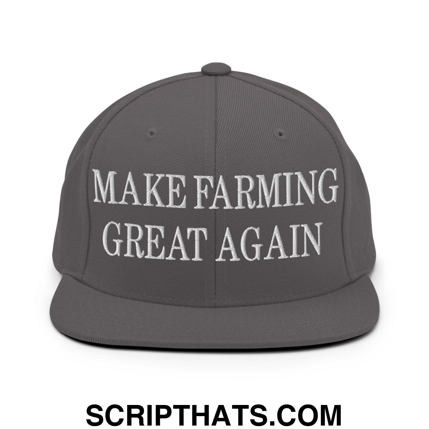 Make Farming Great Again Embroidered Flat Bill Brim Snapback Hat Dark Grey