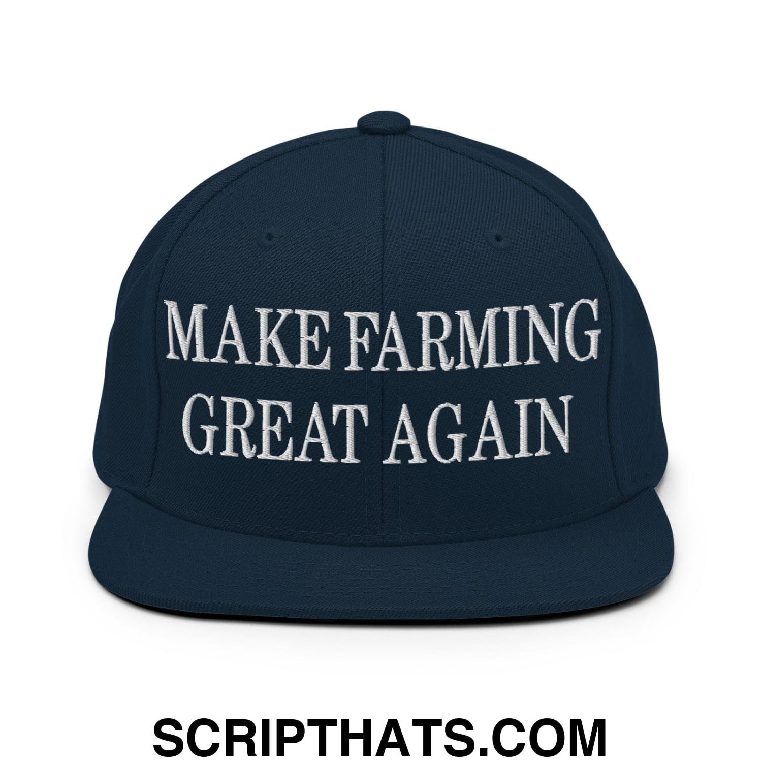 Make Farming Great Again Embroidered Flat Bill Brim Snapback Hat Dark Navy