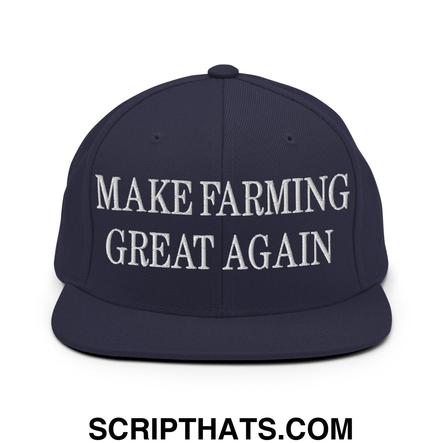Make Farming Great Again Embroidered Flat Bill Brim Snapback Hat Navy