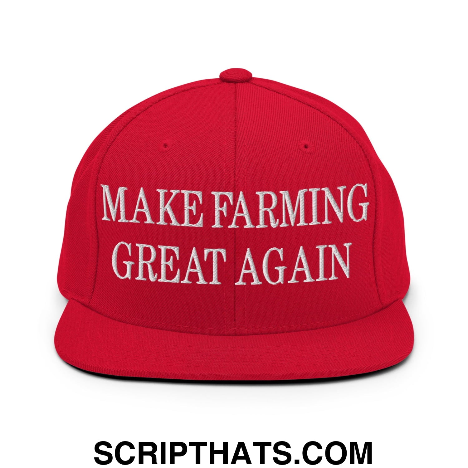 Make Farming Great Again Embroidered Flat Bill Brim Snapback Hat Red