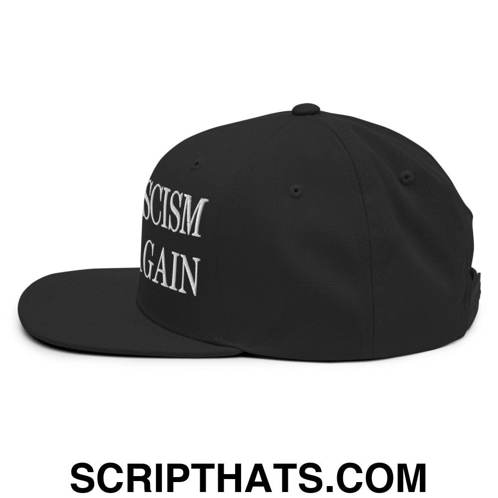 Make Fascism Wrong Again Embroidered Flat Bill Brim Snapback Hat Black