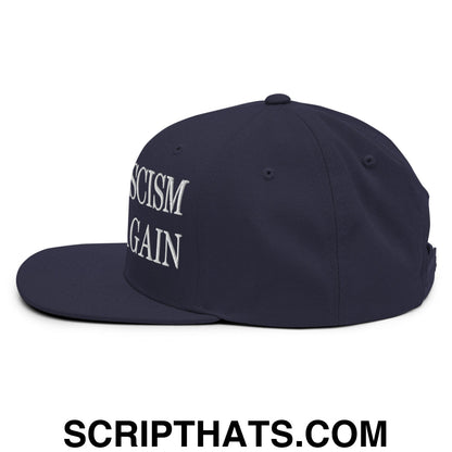 Make Fascism Wrong Again Embroidered Flat Bill Brim Snapback Hat Navy