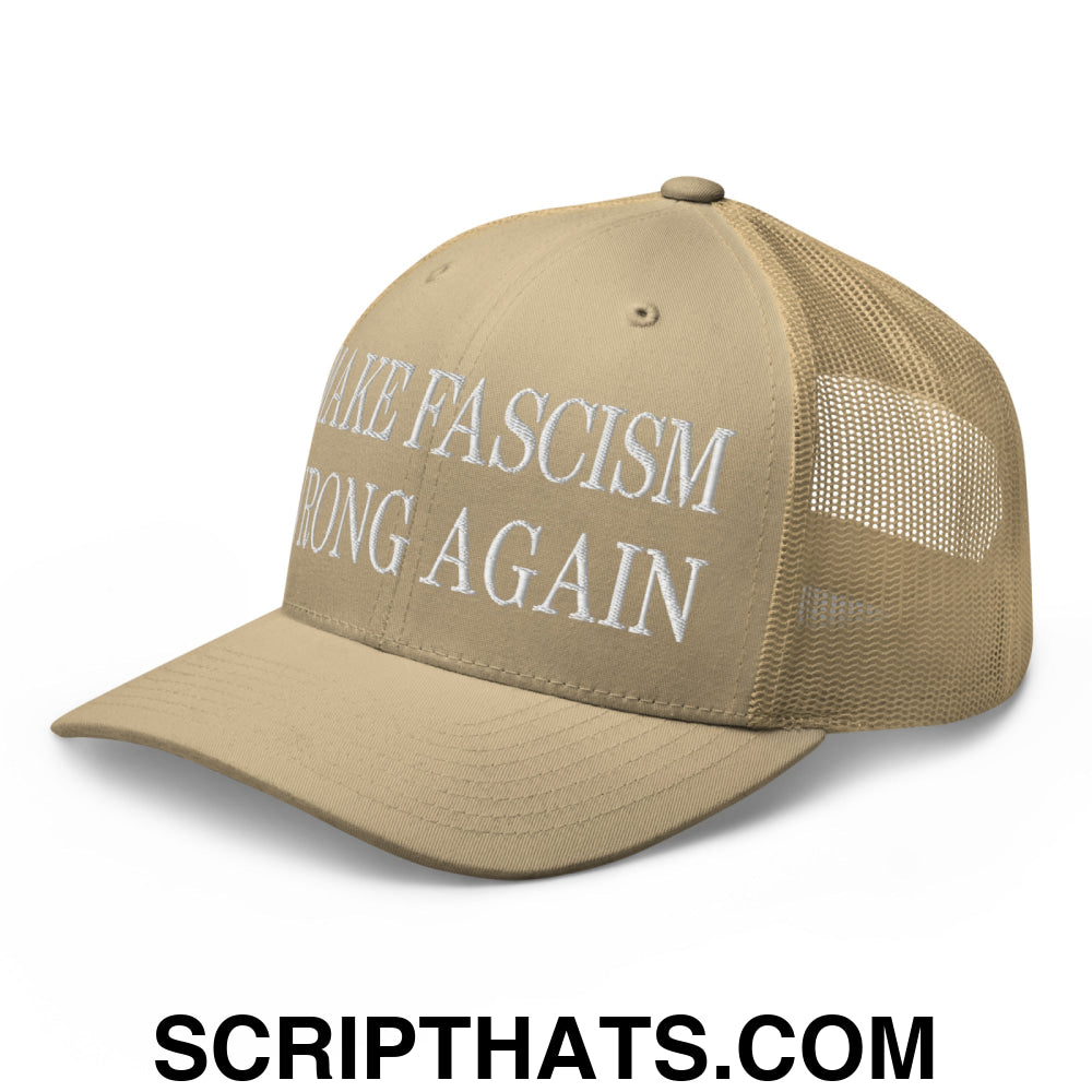 Make Fascism Wrong Again Embroidered Mesh Trucker Hat Khaki