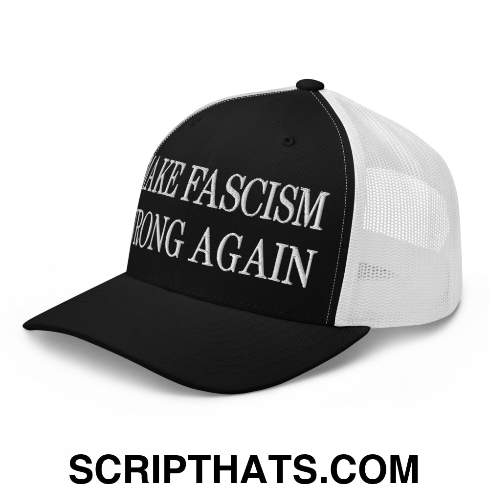 Make Fascism Wrong Again Embroidered Mesh Trucker Hat Black White