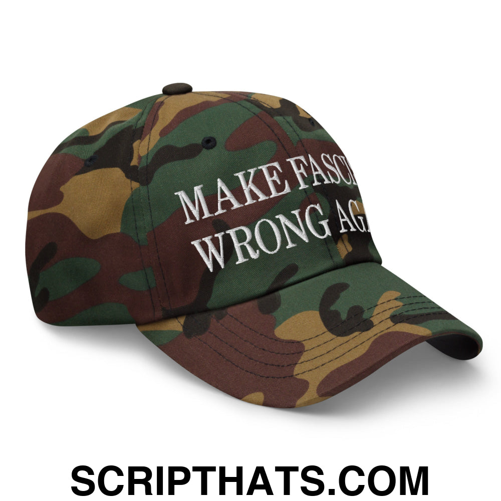 Make Fascism Wrong Again Embroidered Unstructured Dad Hat Green Camo
