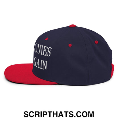 Make Felonies Wrong Again Embroidered Flat Bill Brim Snapback Hat Navy Red