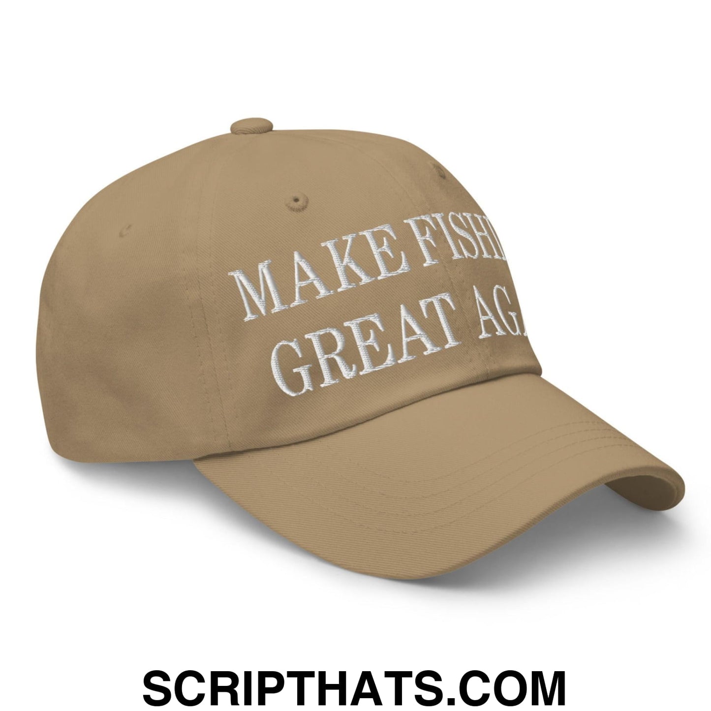 Make Fishing Great Again Embroidered Dad Hat Khaki