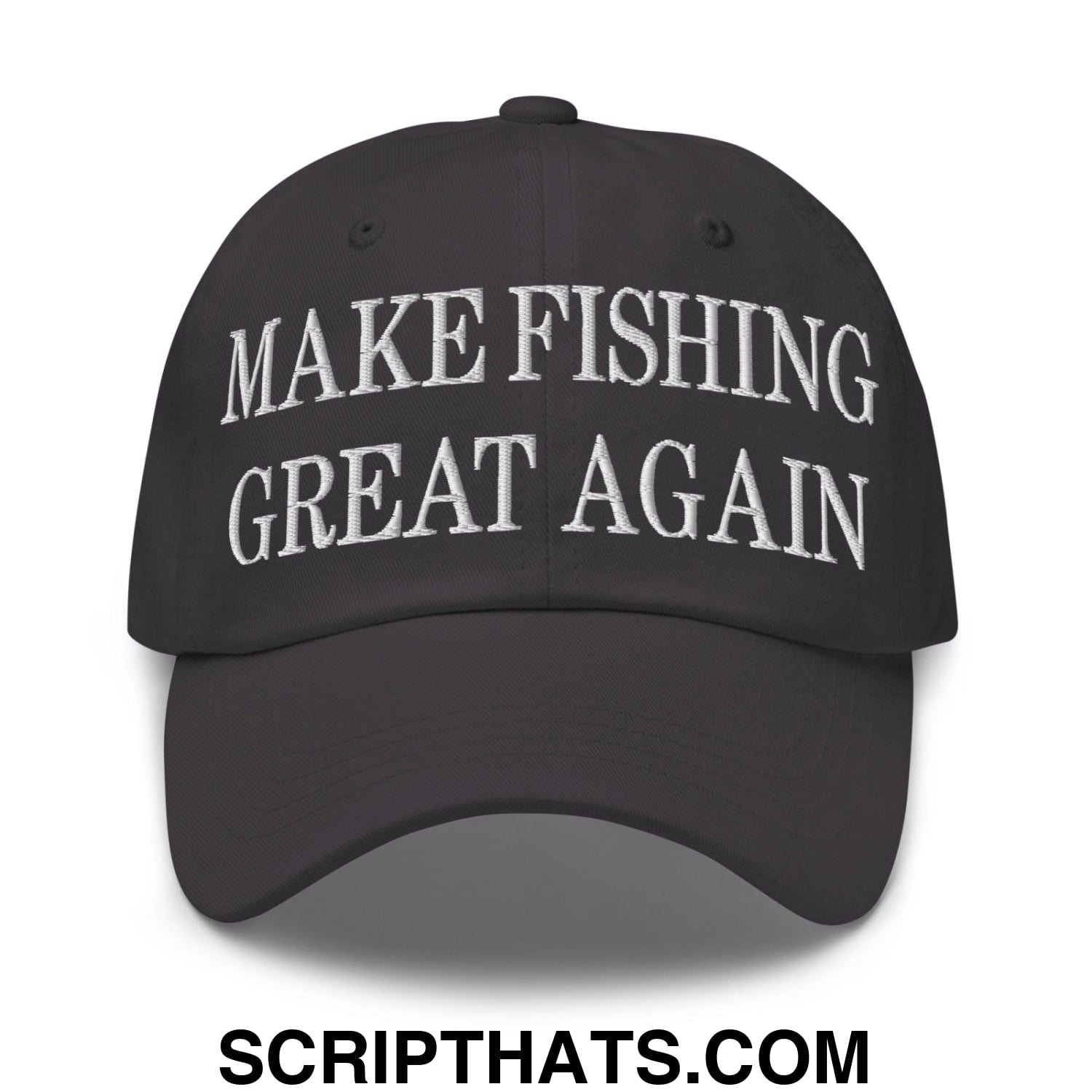 Make Fishing Great Again Embroidered Dad Hat Dark Grey