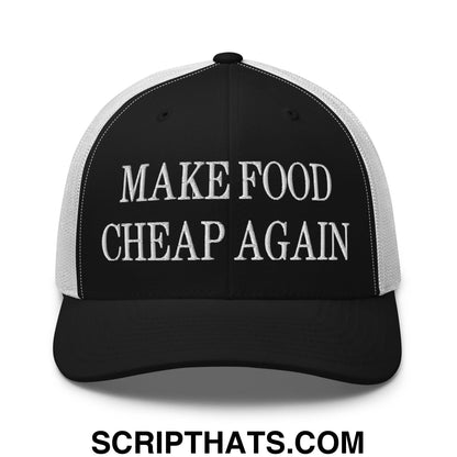 Make Food Cheap Again Embroidered Mesh Trucker Hat Black White