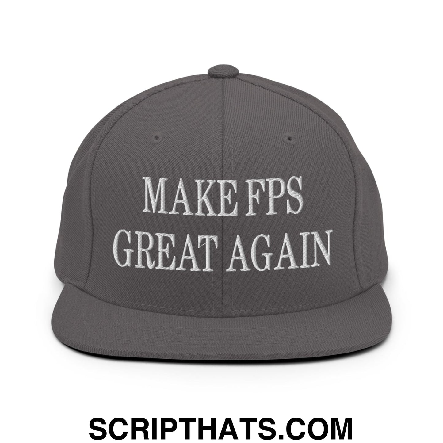 Make FPS Great Again Embroidered Flat Bill Brim Snapback Hat Dark Grey