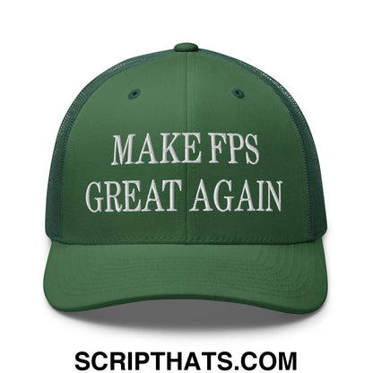 Make FPS Great Again Embroidered Mesh Trucker Hat Evergreen