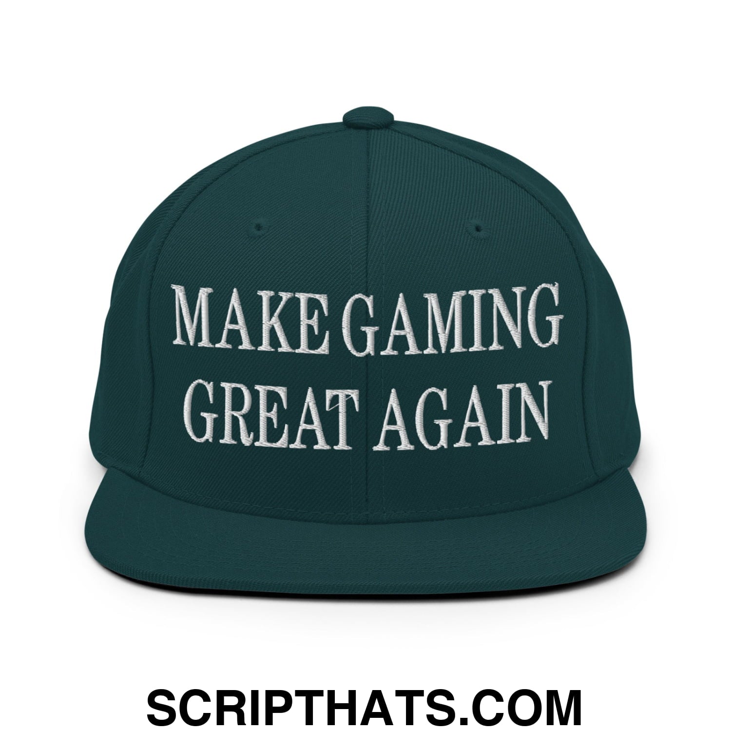 Make Gaming Great Again Embroidered Flat Bill Brim Snapback Hat Spruce