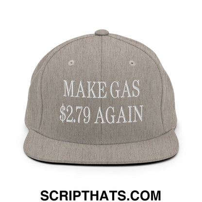 Make Gas $2.79 Again Embroidered Flat Bill Brim Snapback Hat Heather Grey