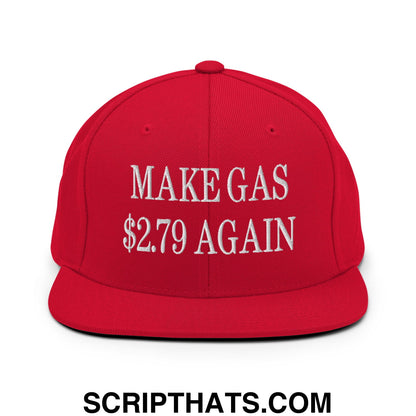 Make Gas $2.79 Again Embroidered Flat Bill Brim Snapback Hat Red