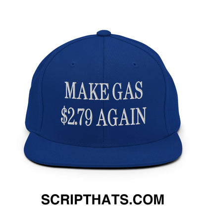 Make Gas $2.79 Again Embroidered Flat Bill Brim Snapback Hat Royal Blue
