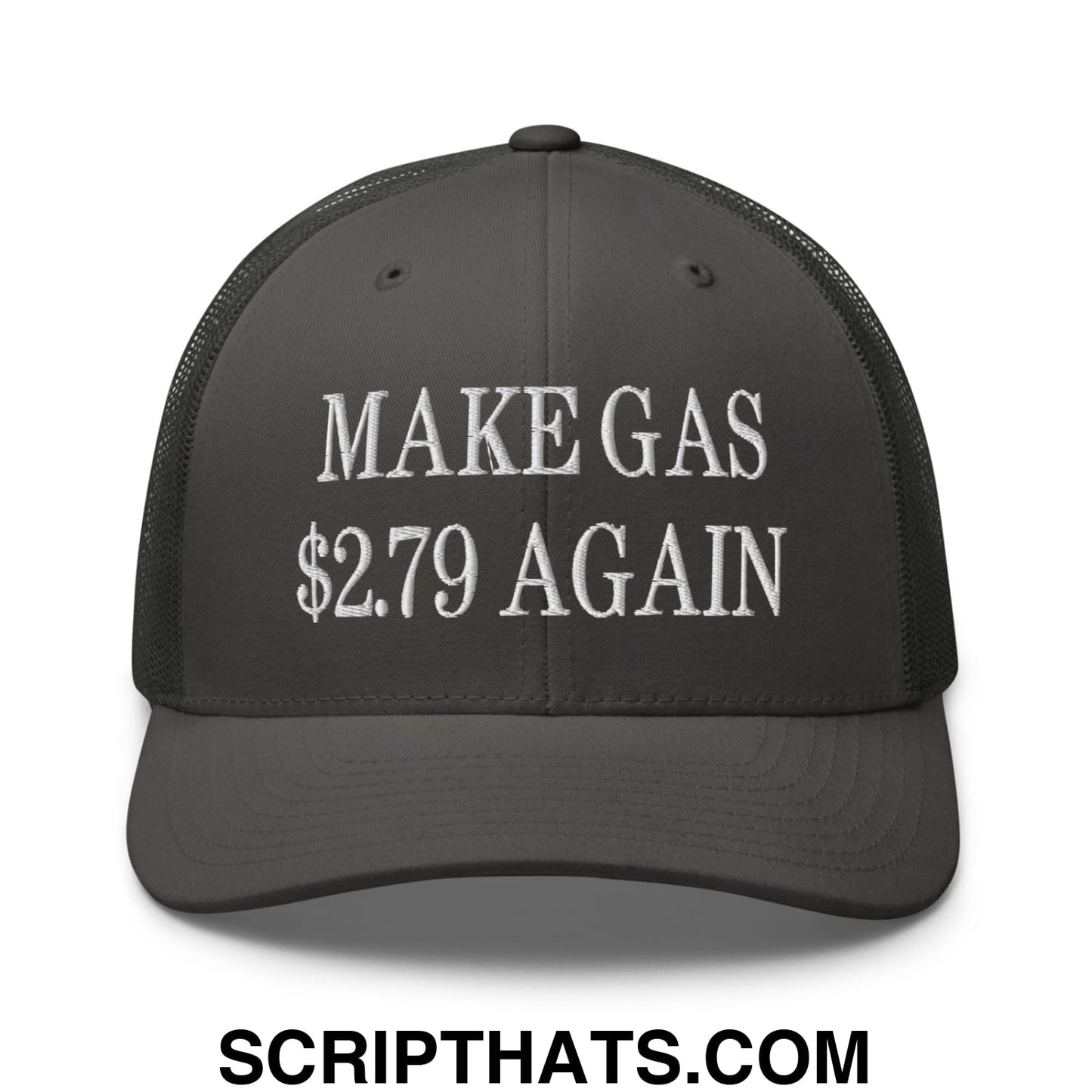 Make Gas $2.79 Again Embroidered Mesh Trucker Hat Charcoal