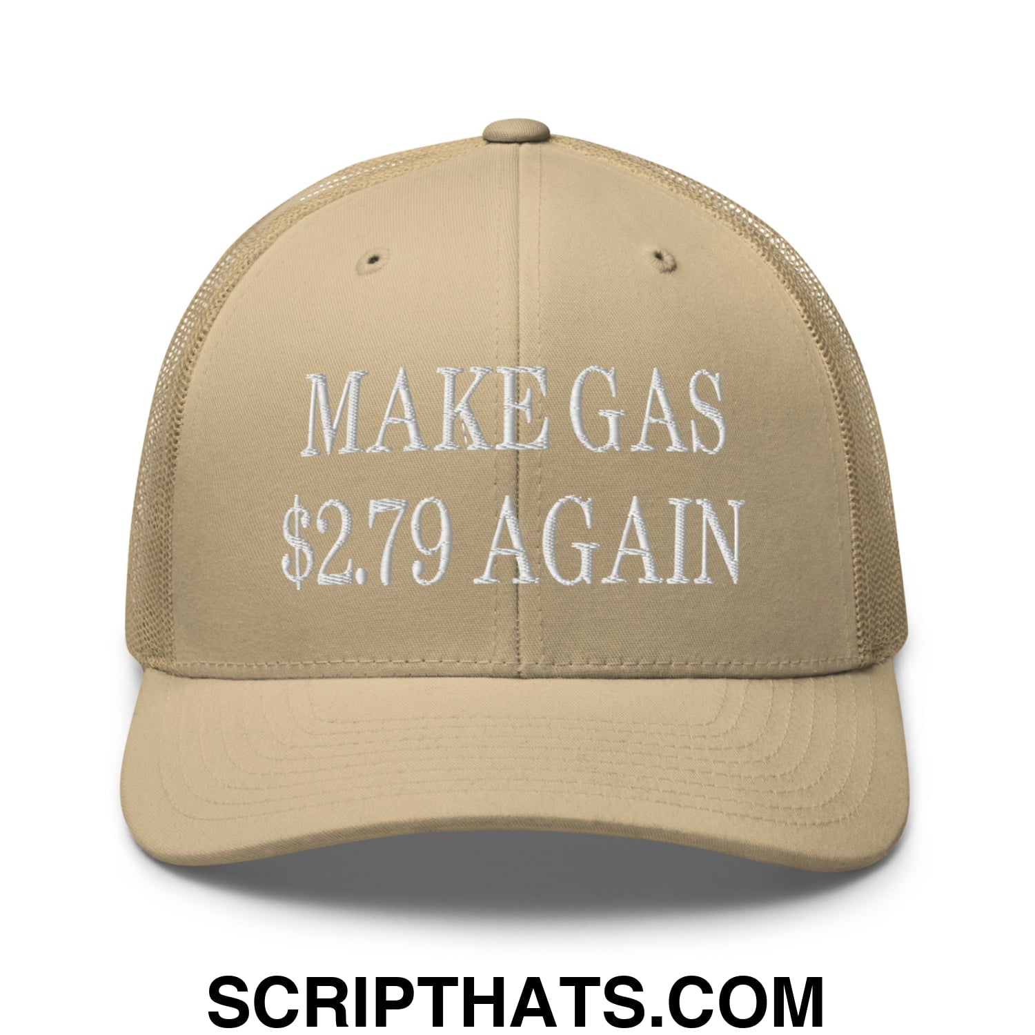 Make Gas $2.79 Again Embroidered Mesh Trucker Hat Khaki