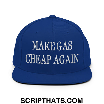 Make Gas Cheap Again Embroidered Flat Bill Brim Snapback Hat Royal Blue