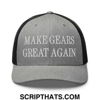 Make Gears Great Again Embroidered Mesh Trucker Hat Heather Black