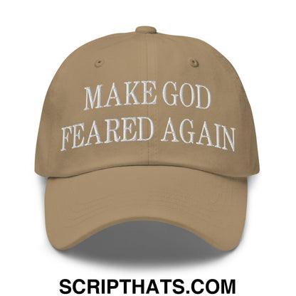 Make God Feared Again Embroidered Unstructured Dad Hat Khaki
