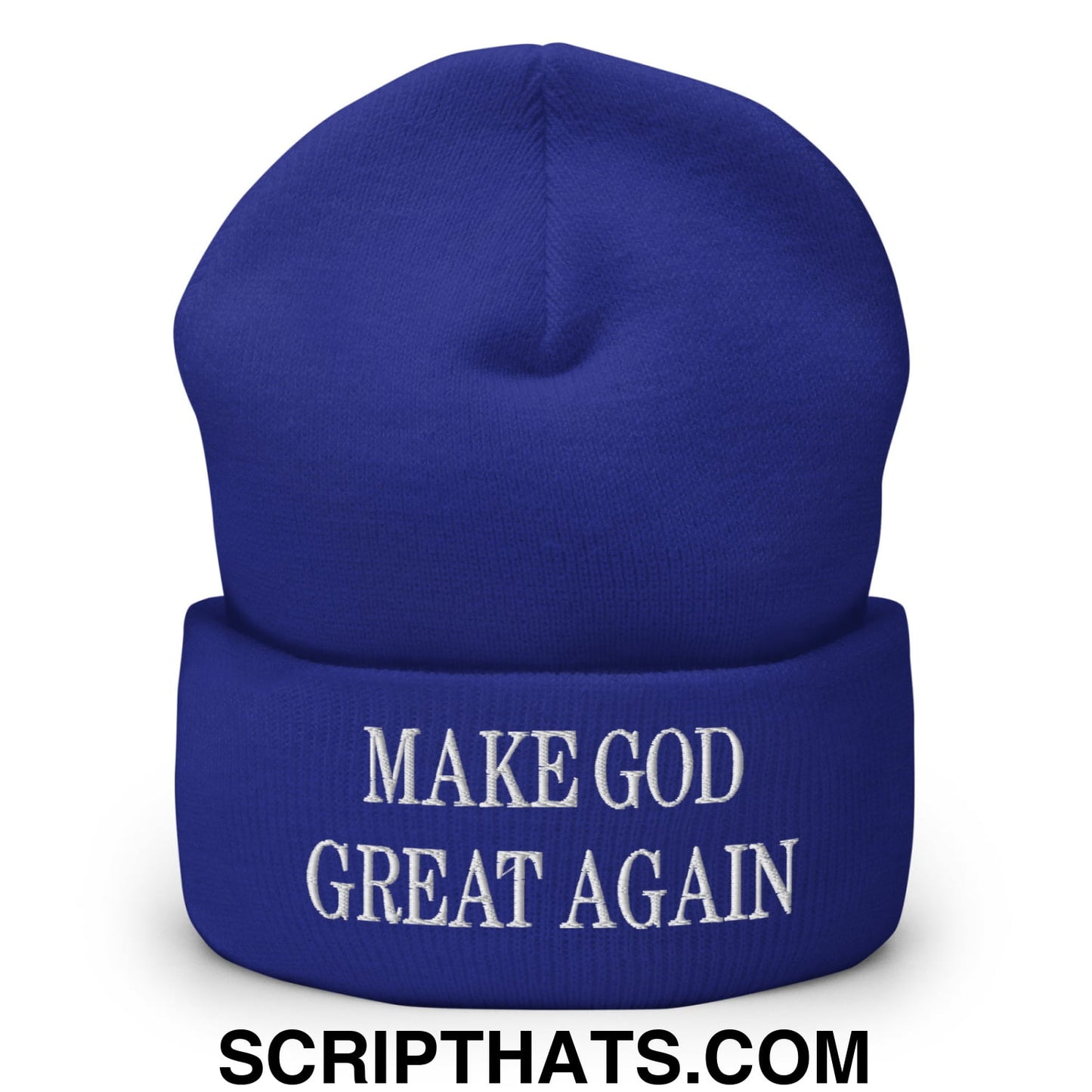 Make God Great Again Embroidered Knit Cuffed Beanie Royal