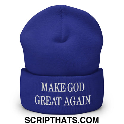 Make God Great Again Embroidered Knit Cuffed Beanie Royal